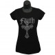 Faith Cross - Rhinestone and Crystal Ladies T-Shirt