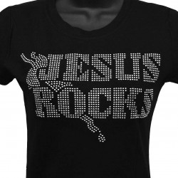 Jesus Rocks - Rhinestone Ladies T-Shirt
